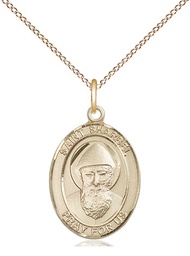 [8271GF/18GF] 14kt Gold Filled Saint Sharbel Pendant on a 18 inch Gold Filled Light Curb chain