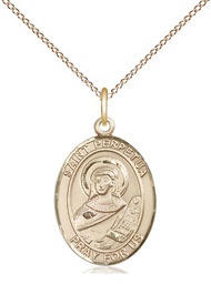 [8272GF/18GF] 14kt Gold Filled Saint Perpetua Pendant on a 18 inch Gold Filled Light Curb chain