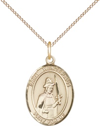 [8273GF/18GF] 14kt Gold Filled Saint Wenceslaus Pendant on a 18 inch Gold Filled Light Curb chain