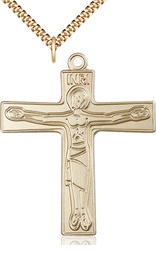 [5239GF/24G] 14kt Gold Filled Cursillio Cross Pendant on a 24 inch Gold Plate Heavy Curb chain