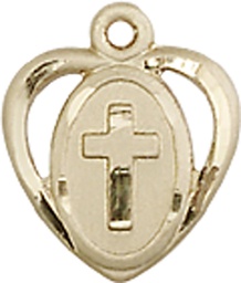 [5411KT] 14kt Gold Heart Cross Medal