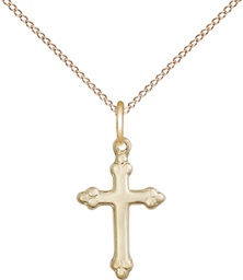 [5415GF/18GF] 14kt Gold Filled Cross Pendant on a 18 inch Gold Filled Light Curb chain