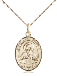 [8282GF/18GF] 14kt Gold Filled Saint John Vianney Pendant on a 18 inch Gold Filled Light Curb chain