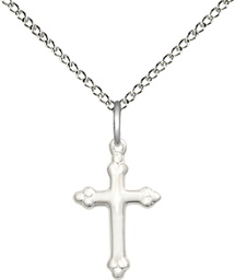 [5415SS/18SS] Sterling Silver Cross Pendant on a 18 inch Sterling Silver Light Curb chain