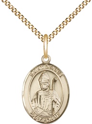 [8025GF/18G] 14kt Gold Filled Saint Dennis Pendant on a 18 inch Gold Plate Light Curb chain
