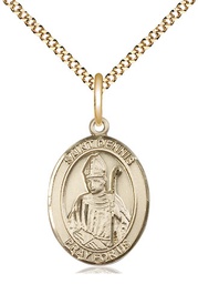 [8025GF/18G] 14kt Gold Filled Saint Dennis Pendant on a 18 inch Gold Plate Light Curb chain