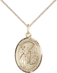 [8298GF/18GF] 14kt Gold Filled Saint Fiacre Pendant on a 18 inch Gold Filled Light Curb chain