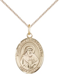 [8302GF/18GF] 14kt Gold Filled Saint Bede the Venerable Pendant on a 18 inch Gold Filled Light Curb chain