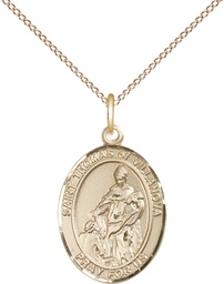 [8304GF/18GF] 14kt Gold Filled Saint Thomas of Villanova Pendant on a 18 inch Gold Filled Light Curb chain