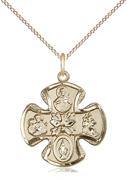 [5443GF/18GF] 14kt Gold Filled 5-Way Pendant on a 18 inch Gold Filled Light Curb chain