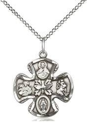 [5443SS/18SS] Sterling Silver 5-Way Pendant on a 18 inch Sterling Silver Light Curb chain