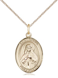 [8312GF/18GF] 14kt Gold Filled Saint Olivia Pendant on a 18 inch Gold Filled Light Curb chain