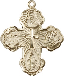 [5458KT] 14kt Gold 5-Way Medal