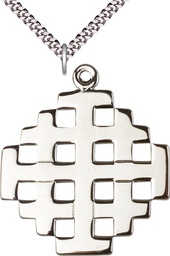 [5548SS/24S] Sterling Silver Cross Pendant on a 24 inch Light Rhodium Heavy Curb chain