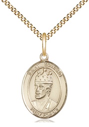 [8026GF/18G] 14kt Gold Filled Saint Edward the Confessor Pendant on a 18 inch Gold Plate Light Curb chain
