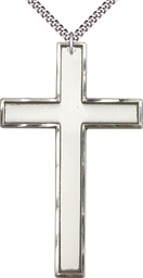 [5636SS/24S] Sterling Silver Cross Pendant on a 24 inch Light Rhodium Heavy Curb chain