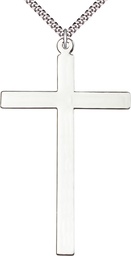 [5640SS/24S] Sterling Silver Cross Pendant on a 24 inch Light Rhodium Heavy Curb chain