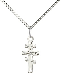 [5654SS/18SS] Sterling Silver Greek Orthadox Cross Pendant on a 18 inch Sterling Silver Light Curb chain