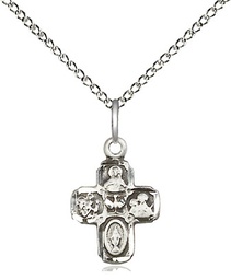 [5688SS/18SS] Sterling Silver 4-Way Pendant on a 18 inch Sterling Silver Light Curb chain