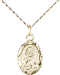 [0612JGF/18G] 14kt Gold Filled Saint Jude Pendant on a 18 inch Gold Plate Light Curb chain