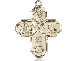 [5700KT] 14kt Gold Franciscan 4-Way Medal
