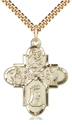 [5701GF/24G] 14kt Gold Filled Franciscan 4-Way Pendant on a 24 inch Gold Plate Heavy Curb chain