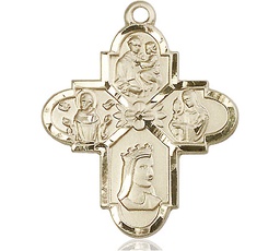 [5701KT] 14kt Gold Franciscan 4-Way Medal