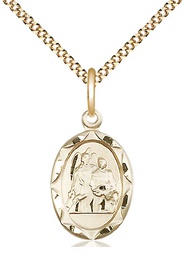 [0612RAGF/18G] 14kt Gold Filled Saint Raphael Pendant on a 18 inch Gold Plate Light Curb chain