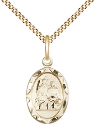 [0612RAGF/18G] 14kt Gold Filled Saint Raphael Pendant on a 18 inch Gold Plate Light Curb chain