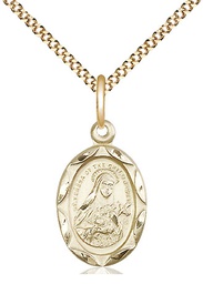 [0612TGF/18G] 14kt Gold Filled Saint Theresa Pendant on a 18 inch Gold Plate Light Curb chain