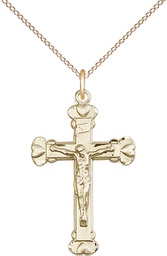 [0620GF/18GF] 14kt Gold Filled Crucifix Pendant on a 18 inch Gold Filled Light Curb chain