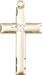 [0624YGF-STN4] 14kt Gold Filled Cross Medal with a 3mm Crystal Swarovski stone