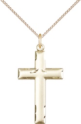 [0624YGF/18GF] 14kt Gold Filled Cross Pendant on a 18 inch Gold Filled Light Curb chain