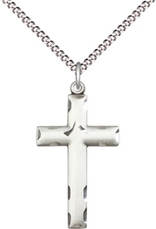 [0624YSS/18S] Sterling Silver Cross Pendant on a 18 inch Light Rhodium Light Curb chain