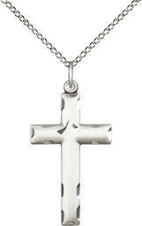 [0624YSS/18SS] Sterling Silver Cross Pendant on a 18 inch Sterling Silver Light Curb chain