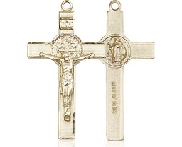 [0625GF] 14kt Gold Filled Saint Benedict Crucifix Medal