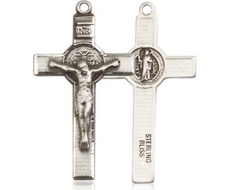 [0625SS] Sterling Silver Saint Benedict Crucifix Medal