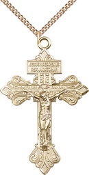 [0632GF/24GF] 14kt Gold Filled Crucifix Pendant on a 24 inch Gold Filled Heavy Curb chain