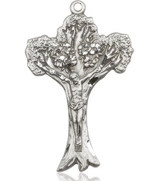 [0633SS] Sterling Silver Tree of Life Crucifix Medal