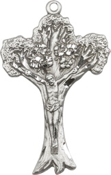[0633SS] Sterling Silver Tree of Life Crucifix Medal