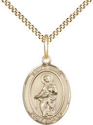 [8029GF/18G] 14kt Gold Filled Saint Jane of Valois Pendant on a 18 inch Gold Plate Light Curb chain