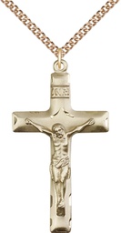 [0644GF/24GF] 14kt Gold Filled Crucifix Pendant on a 24 inch Gold Filled Heavy Curb chain