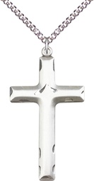 [0644YSS/24SS] Sterling Silver Cross Pendant on a 24 inch Sterling Silver Heavy Curb chain