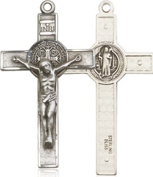 [0645SSY] Sterling Silver Saint Benedict Crucifix Medal - With Box