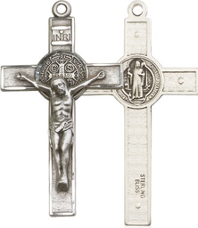 [0645SSY] Sterling Silver Saint Benedict Crucifix Medal - With Box