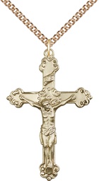 [0656GF/24GF] 14kt Gold Filled Crucifix Pendant on a 24 inch Gold Filled Heavy Curb chain