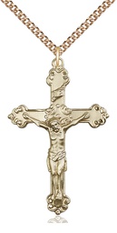 [0656GF/24GF] 14kt Gold Filled Crucifix Pendant on a 24 inch Gold Filled Heavy Curb chain