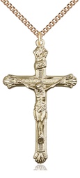[0657GF/24GF] 14kt Gold Filled Crucifix Pendant on a 24 inch Gold Filled Heavy Curb chain