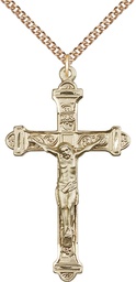 [0658GF/24GF] 14kt Gold Filled Crucifix Pendant on a 24 inch Gold Filled Heavy Curb chain
