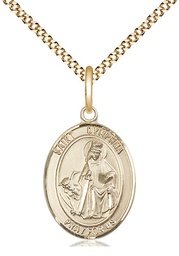 [8032GF/18G] 14kt Gold Filled Saint Dymphna Pendant on a 18 inch Gold Plate Light Curb chain
